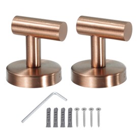 sourcing map Bathroom Hook, 2Pcs Waterproof Stainless Steel Single Towel/Robe Clothes Hook with Screws for Kitchen, Door, Cabinet, Bathroom, Foyers, Hallways, Bedrooms (60x55mm Rose Gold)