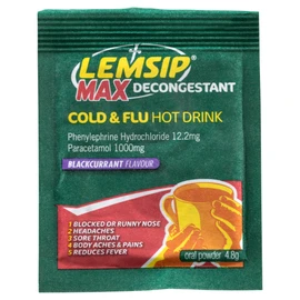 Lemsip Max Cold and Flu with Decongestant Hot Drink Blackcurrant (10 Pack)