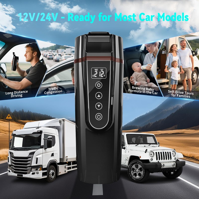 Car Electric Kettle for Travel : FVPE 12V/24V Small Electric