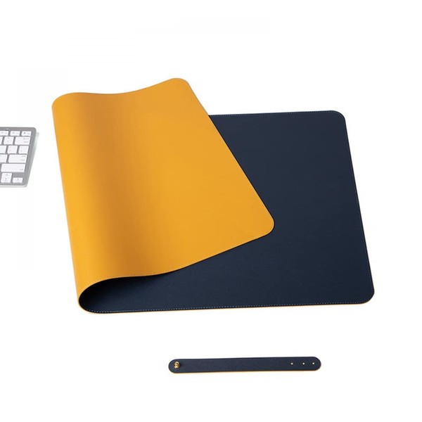 Eco-friendly Leather Material Desk Pad Odorless Non-Slip Waterproof Double Sided PU Mouse Pad for Study Desk Office Desk Yellow