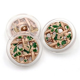5 Pcs Decorative Buttons for Clothing Fashion Pearl Buttons Sewing Accessories(Green Leaves,23mm)