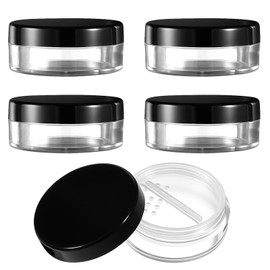 4pcs Makeup Powder Container Loose Powder Containers Travel Size 10ml/0.34oz Refillable Reusable Portable Powders Compact Container No Leak Powders Case with Rotatable Sifter Lined Screw Lid