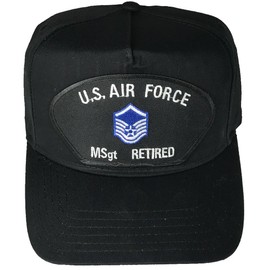 US AIR Force Master Sergeant MSgt Retired with Insignia Patch HAT - Black - Veteran Owned Business