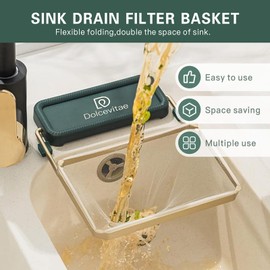 Dolcevitae Nimedala Meshmate Waste Rack Sink, Mesh Mate Rotatable Kitchen Sink Strainer with 100Pcs Filter Mesh Bags, Suction Cup Sink Strainer & Kitchen Sink Filter Rack (Green,With 100 pcs Bags)