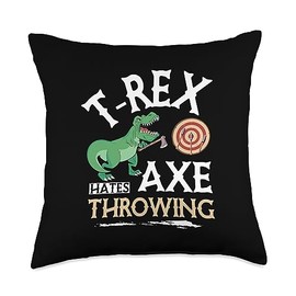 Ax Throwing Gift Ideas For Hatchet Thrower T Rex Hates Axe Funny Hatchet Thrower Dinosaur Kids Throw Pillow, 18x18, Multicolor