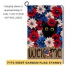 BLKWHT 4th of July Floral Cat Garden Flag 12x18 Vertical