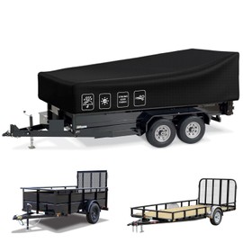 Utility Trailer Cover, Waterproof Dust Heavy Duty Dump Trailer Cover, 420D Heavy Duty Oxford Fabric, Dump & Utility Trailer Cover with ramp gate, Wind-Proof/Anti-UV (5 * 8,Black)