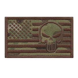 USA Flag Punisher Multicam OCP Stars And Stripes 2 x 3.25 Army Morale Tactical Hook Patch
