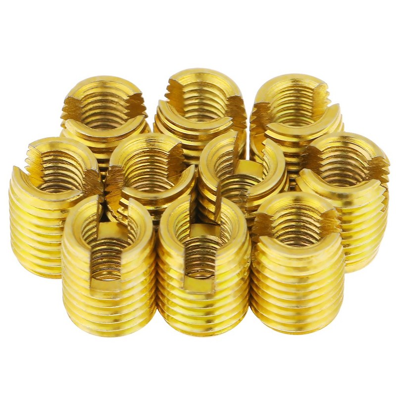 QANYEGN 10Pcs Self Tapping Threaded Insert, Brass Threaded Insert, 302