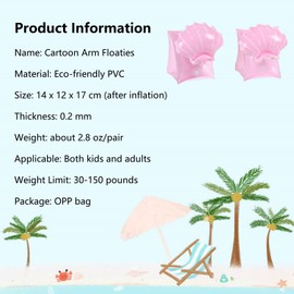 2 Pack Arm Floaties for Kids - Cute Cartoon Inflatable Pool Arm Floaties Swim Rings, PVC Arm Bands Floater Sleeves for Toddlers Children 3-5-6-12 Years (Shell)