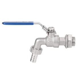 Faucet Ball Valve, Stainless Steel Ball Valve, Hose 1/2 Inch Faucet Tap, Weldless Bulkhead TNP 13mm Barb, with Blue Locking Handles, for Water Oil and Gas, 5.9x3.3in