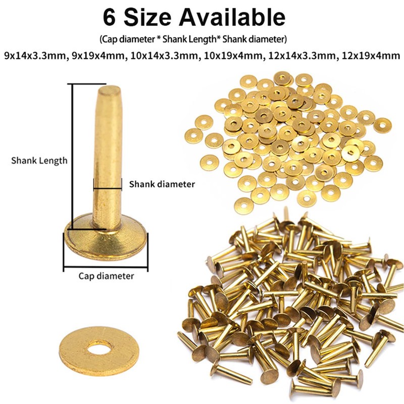 WUTA 100 Pcs Copper Rivets & Burrs, Leather Copper Rivet