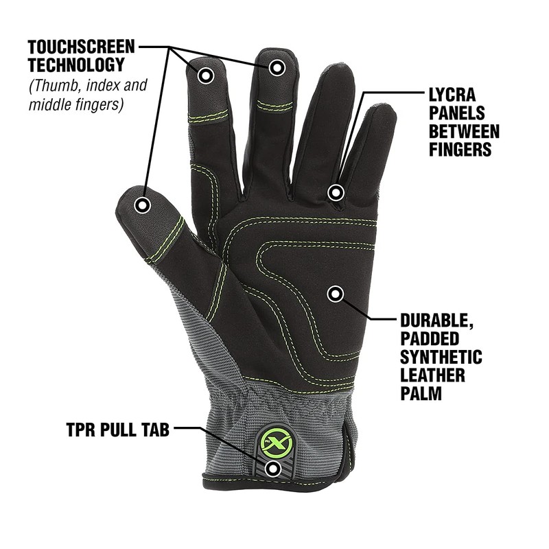 Flexzilla GH100XXL High Dexterity, Synthetic Leather, Black/Gray, XXL Utility Gloves,