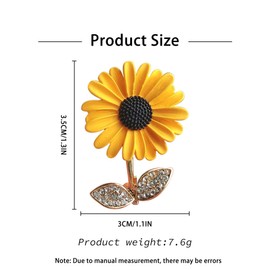 BAIYSFFG 1 PCS Sunflower Enamel Pin Rhinestone Plant Flower Brooch Lapel Pin Lapel Scarf Clothes Accessories Gift Jewelry for Women Girls