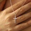 Turandoss White Gold Cross Necklace for Women - Dainty 14K