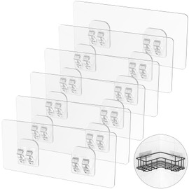 LIASDIVA 6 Pack Corner Shower Caddy Adhesive Replacement, Shower Shelf Adhesive Strips, Strong Hooks for Bathroom Storage (for Hang Iron Lines Corner Caddy)