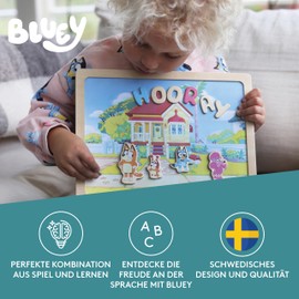 Bluey Magnetic Board - Double-Sided Game Board with Magnetic Letters and Bluey Figures for Creative Children Aged 3+