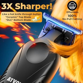 Zero Gap 9,000 RPM Brushless Professional T Blade Trimmer for Men: Cordless Hair/Beard Clipper Edger Liner Outliner with LED Display 300min Runtime Fast Charging Stand Travel Pouch