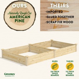 Greenes Fence Original Pine Raised Garden Bed, 4' x 8' x 10.5" - Made in USA with American Pine
