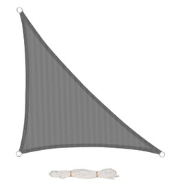 Eugad Sun Sail, Triangle Sun Protection, 200 g/m², For The Garden, Balcony, Patio, High-Density Polyethylene Weather Protection, Breathable, Grey, grey