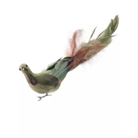 Regency 14"  Long Neck Dove Feathered Winter Green Woodland Clip-on Christmas Ornament
