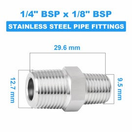 ERGAOBOY 2 Pcs 1/4" x 1/8" BSP Male Cold Heading Male Reducing Hex Fittings, Stainless Steel 304 Pipe Fittings Fittings