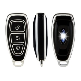 OFFCURVE Car Key Case Key Cover TPU Car Key Protective Cover 3 Buttons for Ford Fiesta Focus Kuga Fusion Mondeo Ecosport Explorer Edge Ranger C-Max