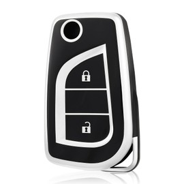 OFF WE GO Car Key Case Key Cover for Toyota RAV4 Yaris Aygo Auris Avensis Types Highlander Fortuner Tundra Key Box Key Cover Protective Housing Black Silver
