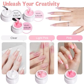 BUTBU Builder Nail Gel, 6 Basic Colors Nail-Extension-Gel, Hard Gels Builder for Nails Repair and Extensions, With nail Brush, Buffer Block and 20pcs Nail-Forms (Set A)