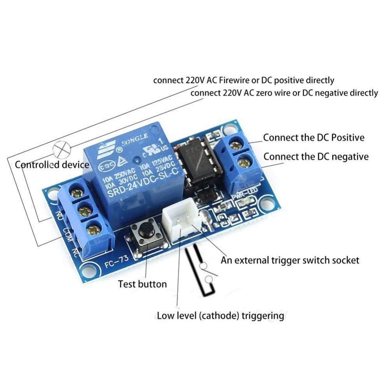HiLetgo 2pcs 24V Single Bistable Self-Locking Relay Module Push to