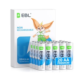 EBL AA Batteries 20 Pack 1.5V Alkaline Double A Batteries, Long-Lasting Alkaline AA Battery for Household Devices, 10-Year Shelf Life