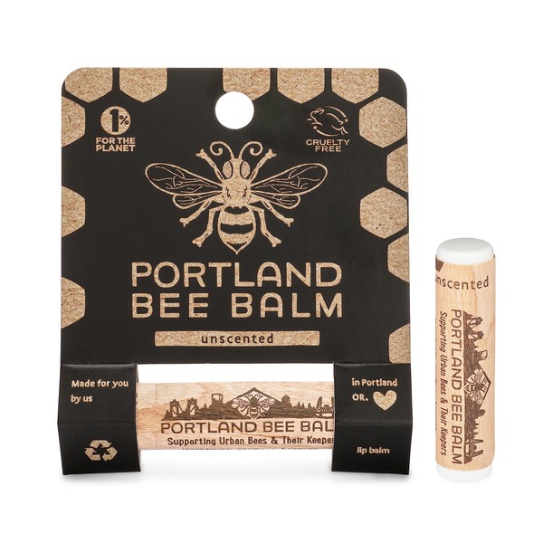 Portland Bee Balm All Natural Handmade Beeswax Based Lip Balm, Unscented 1 Count