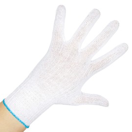 ThumbUP -Supersoft Pack of 6 Pairs 100% Cotton Gloves, for Right and Left Handed Users, Seamless, Elastic Wrist, Washable, White, Size M