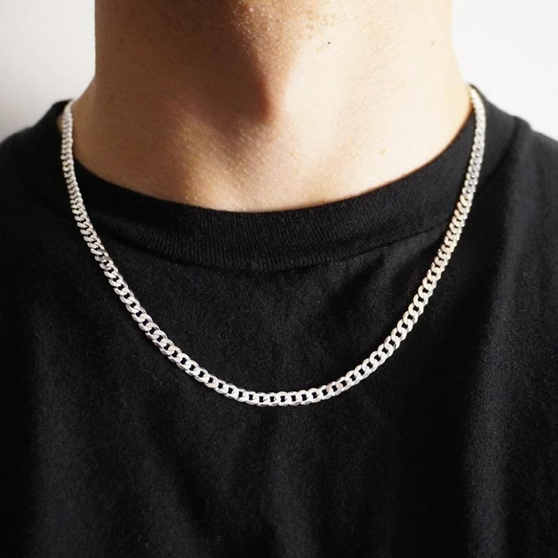 Meeran 5mm Cuban Link Chain for Men, 925 Sterling Silver