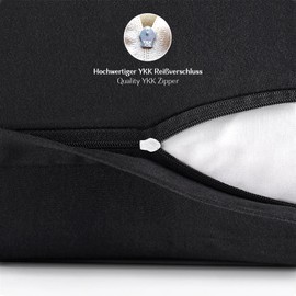 Alreya Cushion Cover 40 x 80 cm (Set of 2) - Black - 100% Jersey Cotton - Cushion Cover for Cushions 40 x 80 cm, Jersey Pillowcases, Super Soft Cushion Covers 40 x 80 cm with Zip