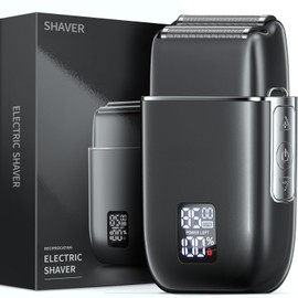 Electric Razor, Emochies Electric Shaver for Men,Upgraded Foil Shaver with 3 Speeds, Double Floating Blade IPX7 Waterproof Wet/Dry LED Display USB Type C Rechargeable Vibrant Gray