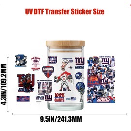 Jemattely 4Pcs Football Team Cup Wraps UV DTF Cups Stickers for 16oz Glass Decals Waterproof AFC Rub on Transfers Vinyl Stickers for Glass Cups Fridge Wall Furniture Car DIY Craft(7)