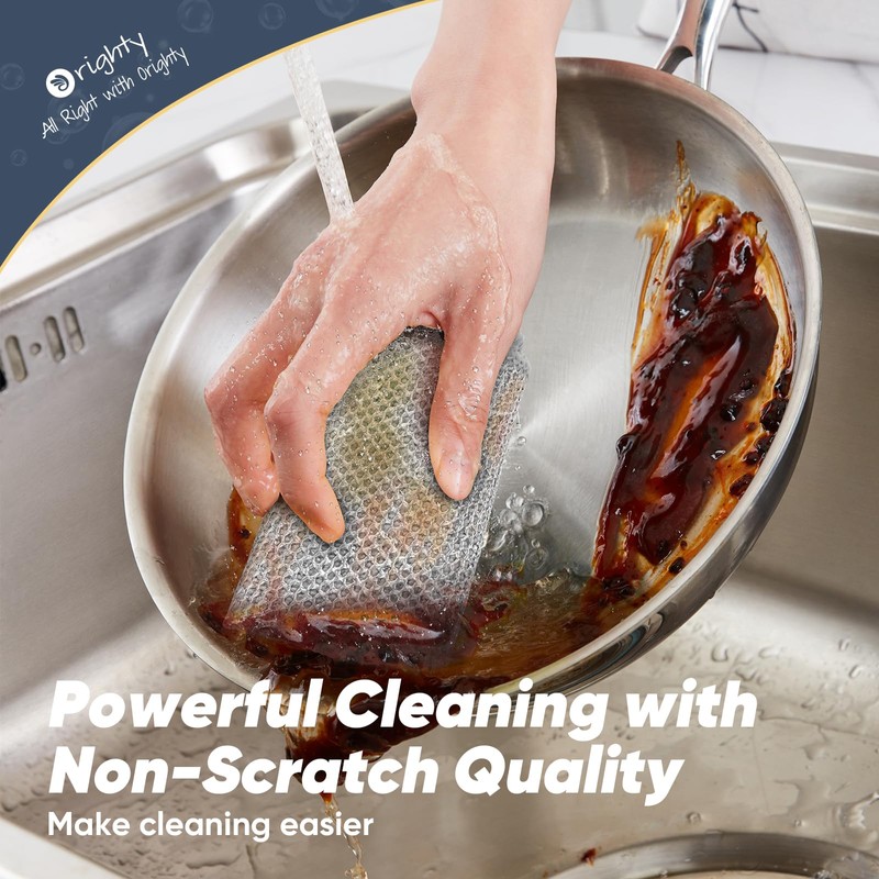 Orighty Multipurpose Wire Dishwashing Rag 12 Pcs, Upgraded Double-Layer Non-Scratch
