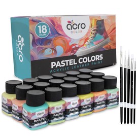 Acrylic Leather Paint for Shoes - 18 Color Leather Paint Kit With 5 Paint Brushes (Deglazer & finisher not Included) - Great Repair Finisher for Shoes,Sneakers, Wallets, Jackets (Pastel - 18 Colors)