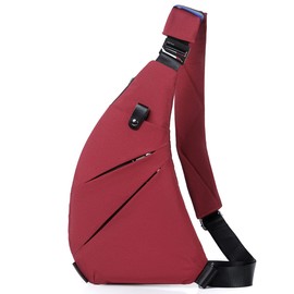 Qidelong Sling Bag - Slim Crossbody Shoulder Backpack Anti-Theft Personal Pocket Chest Bag Travel Fanny Pack for Men Women (Wine Red)