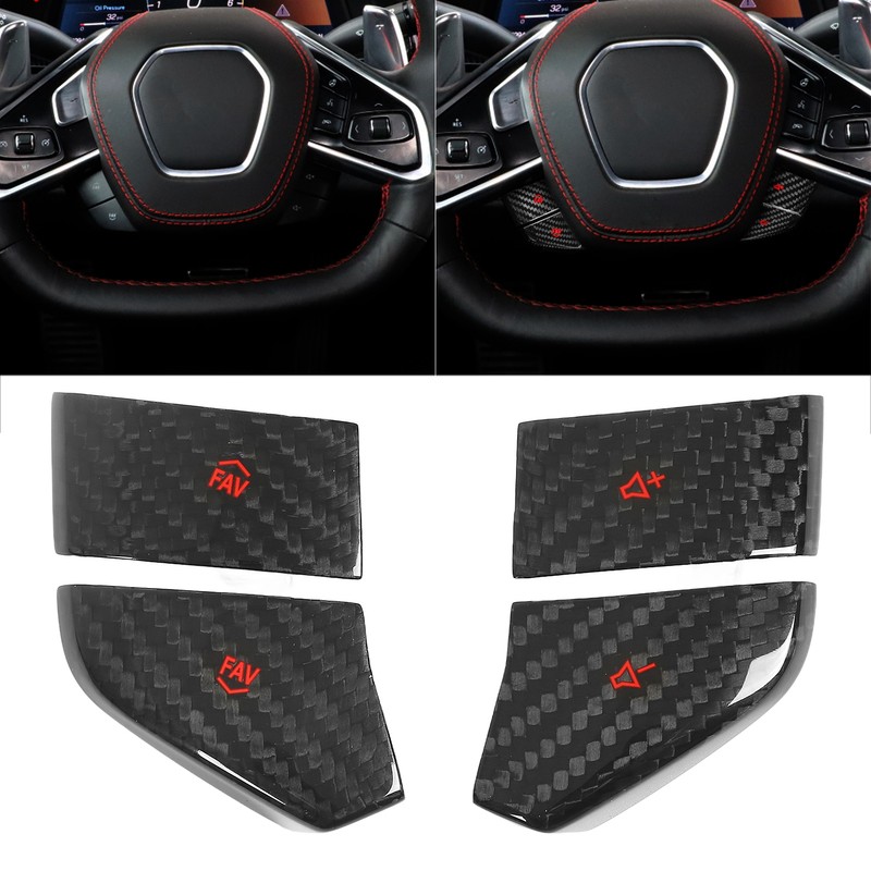 Steering Wheel Switch Button Trim Carbon Fiber Replacement for Corvette