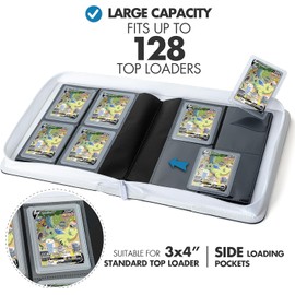 FunGuys Toploader Binder, Trading Card Binder Storage,128 4 Pocket Top Loader Pokemon Binder, Card Collection for Yugioh, MTG, TCG, Card Folders for Trading Cards
