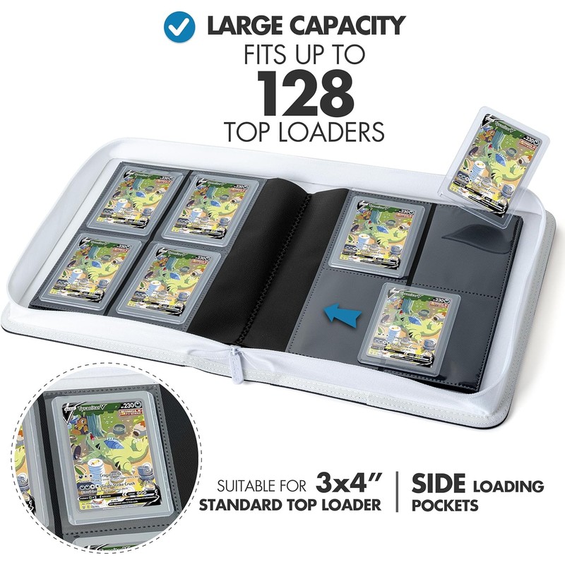 FunGuys Toploader Binder, Trading Card Binder Storage,128 4 Pocket Top