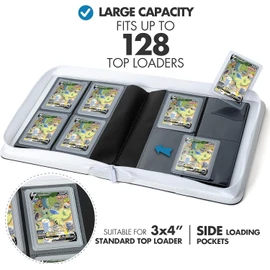 FunGuys Toploader Binder, Trading Card Binder Storage,128 4 Pocket Top Loader Pokemon Binder, Card Collection for Yugioh, MTG, TCG, Card Folders for Trading Cards