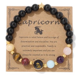 Pingyongchang Chakra Zodiac Bracelets for Women Her Luck 12 Constellations Inspiration Healing Crystal Stone Beads Bracelet Birthday Zodiac Gifts Horoscope Spiritual Bracelet for Men-Capricorn