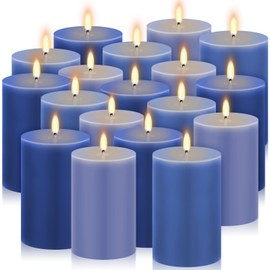 Conelist Set of 6 Pillar Candles Unscented Column Colored Candles for Wedding Gift Relaxation Spa Church Holiday Dinner Table Home Decor (2 x 3,Gradient Blue)