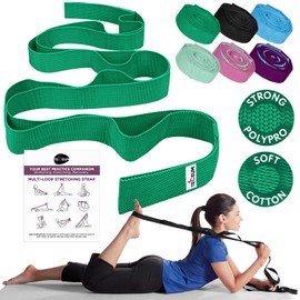 [NEW 2024] TECEUM Stretching Strap for Yoga & Physical Therapy – 10 Loops – Non-elastic Leg Stretch Straps for Stretching, Exercising, Pilates, Post-injury Rehabilitation for All Levels – Men & Women
