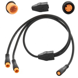 1T2 Y-Splitter Extension Wire with Julet Type 3pin Connector for Bike Headlight/Gear Sensor/Brake Split Cable in eBike Conversion Kits (3pin, 7" in Length, 2 Male to 1 Femal)