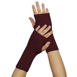 wobera ANGORA Wrist Warmers or Gauntlets with Thumb Hole, bordeaux