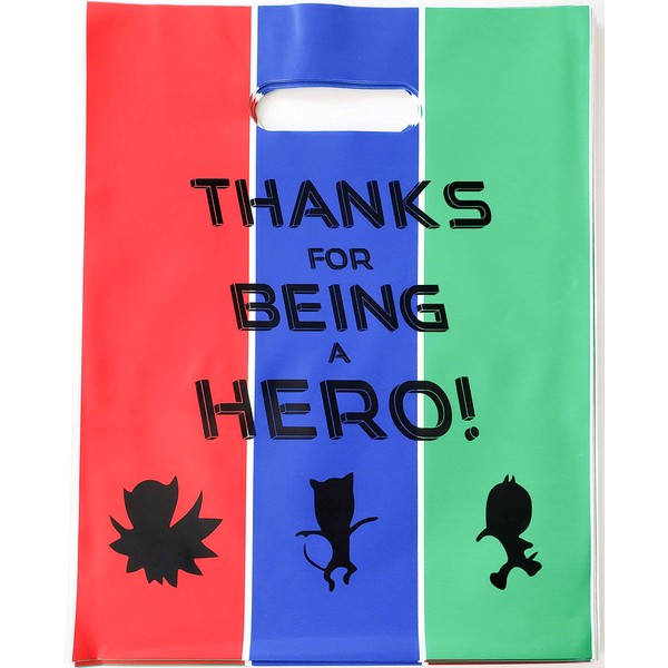L LIFETIME Party Favor Plastic Goodie Bags with Handles- Theme Birthday Supplies Gift Bag for Kids and Adults – Hero Masks (24 Pack)
